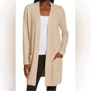 Barefoot Dreams CozyChic Lite Long Cardigan Sweater Tan Small S